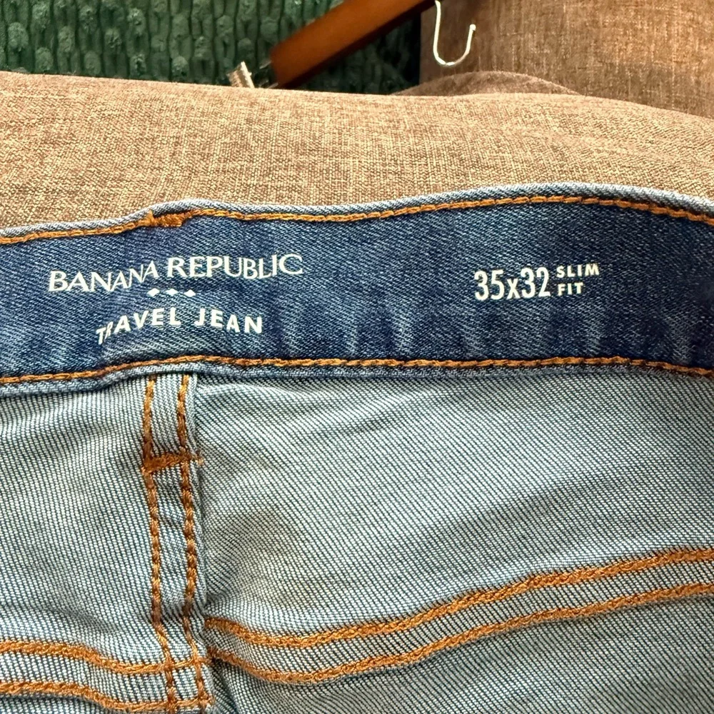 Banana Republic Travel Jean Men’s 35x32 Slim Fit Jeans Hemmed 28.5”
